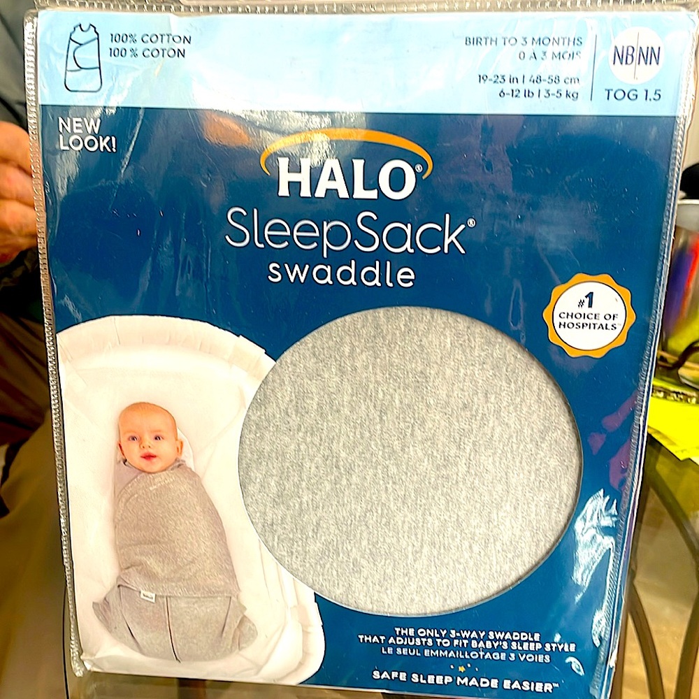 HALO SleepSack swaddle. Birth to 3 months. Gray. No tags just sealed package.